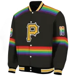 custom pittsburgh pirates rainbow jersey number black varsity jacket best selling