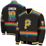 custom pittsburgh pirates rainbow jersey number black varsity jacket best selling