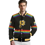 custom pittsburgh pirates rainbow jersey number black varsity jacket best selling