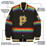 custom pittsburgh pirates rainbow jersey number black varsity jacket best selling