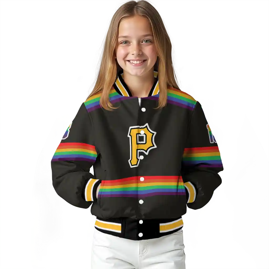 custom pittsburgh pirates rainbow jersey number black varsity jacket top rated custom pittsburgh pirates rainbow jersey number black varsity jacket top rated