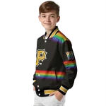 custom pittsburgh pirates rainbow jersey number black varsity jacket best selling