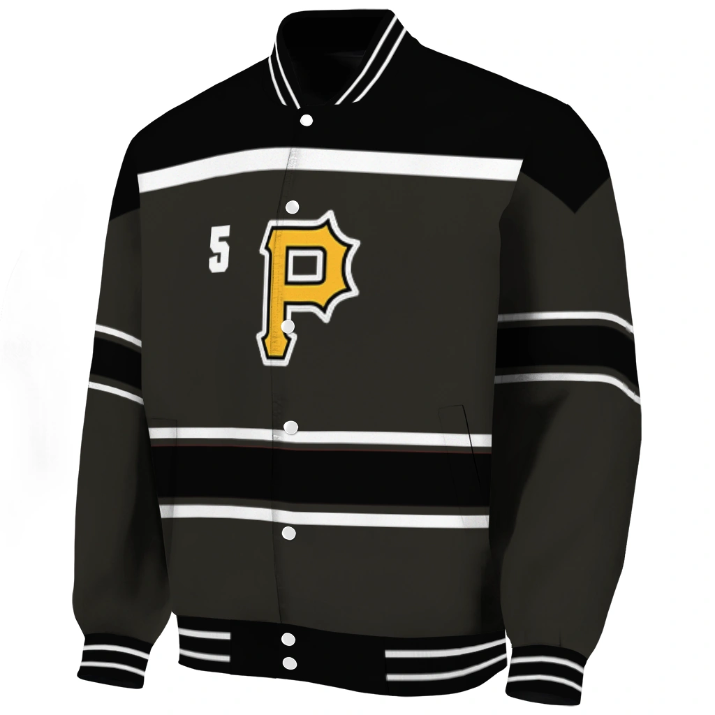 custom pittsburgh pirates stripe statement black varsity jacket best selling custom pittsburgh pirates stripe statement black varsity jacket best selling