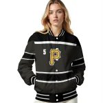 custom pittsburgh pirates stripe statement black varsity jacket best selling