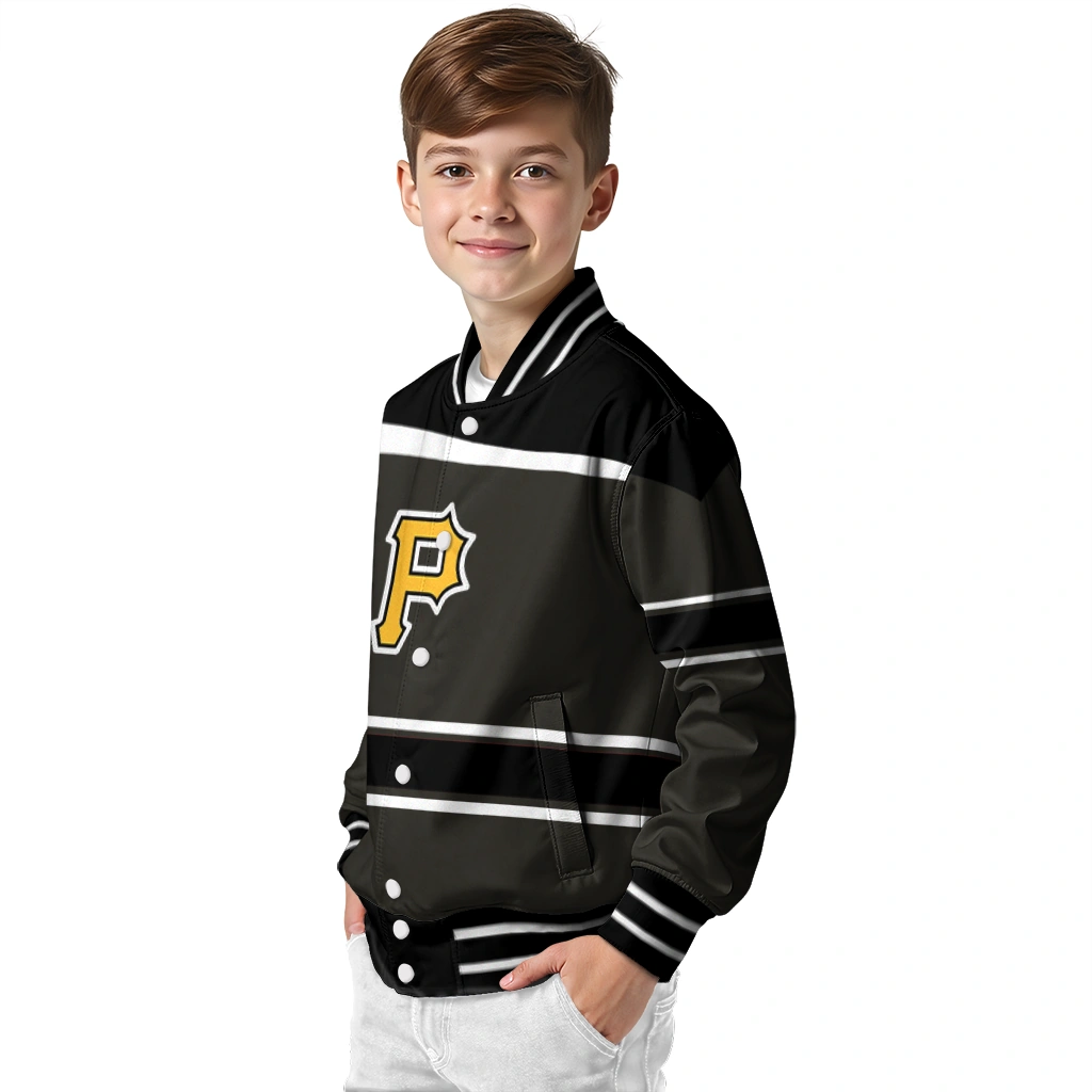 custom pittsburgh pirates stripe statement black varsity jacket trendy custom pittsburgh pirates stripe statement black varsity jacket trendy