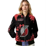 custom portland trail blazers burst splatter red bomber jacket best selling