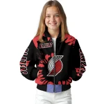 custom portland trail blazers burst splatter red bomber jacket best selling