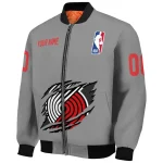 custom portland trail blazers claw accent grey bomber jacket best selling