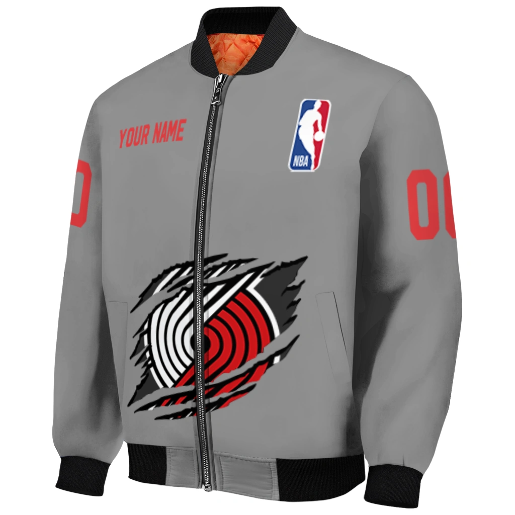 custom portland trail blazers claw accent grey bomber jacket fashion forward custom portland trail blazers claw accent grey bomber jacket fashion forward