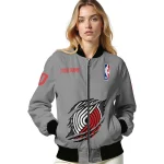 custom portland trail blazers claw accent grey bomber jacket best selling