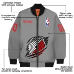 custom portland trail blazers claw accent grey bomber jacket best selling