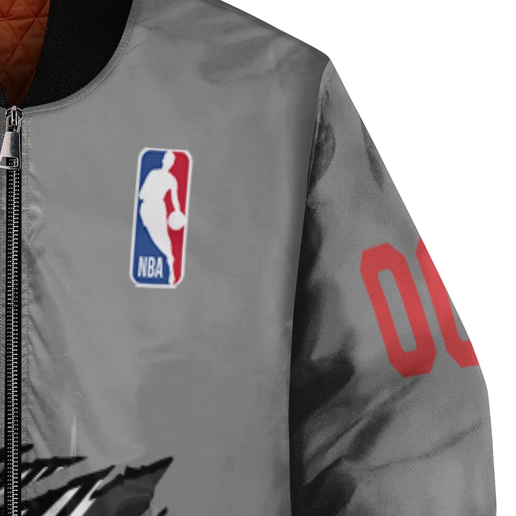 custom portland trail blazers claw accent grey bomber jacket premium grade custom portland trail blazers claw accent grey bomber jacket premium grade