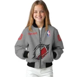 custom portland trail blazers claw accent grey bomber jacket best selling
