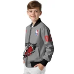 custom portland trail blazers claw accent grey bomber jacket best selling