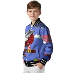 custom portland trail blazers mario blocks blue black varsity jacket best selling