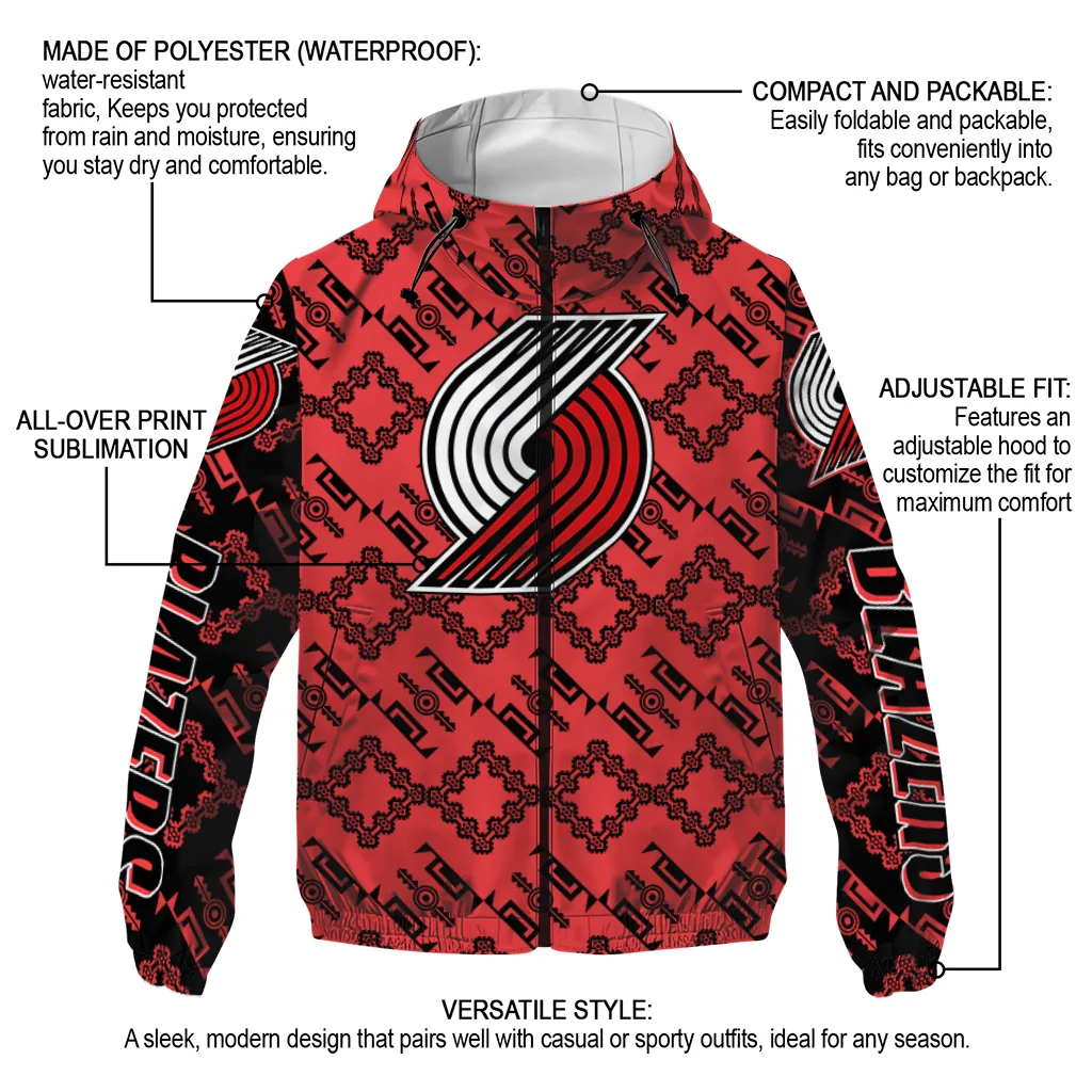 custom portland trail blazers trellis mesh red windbreaker jacket new arrival custom portland trail blazers trellis mesh red windbreaker jacket new arrival