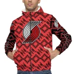 custom portland trail blazers trellis mesh red windbreaker jacket best selling