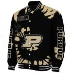 custom purdue boilermakers burst splatter gold varsity jacket best selling