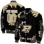 custom purdue boilermakers burst splatter gold varsity jacket best selling