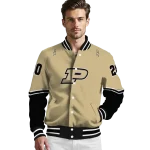 custom purdue boilermakers chevron style gold varsity jacket best selling