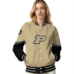 custom purdue boilermakers chevron style gold varsity jacket best selling