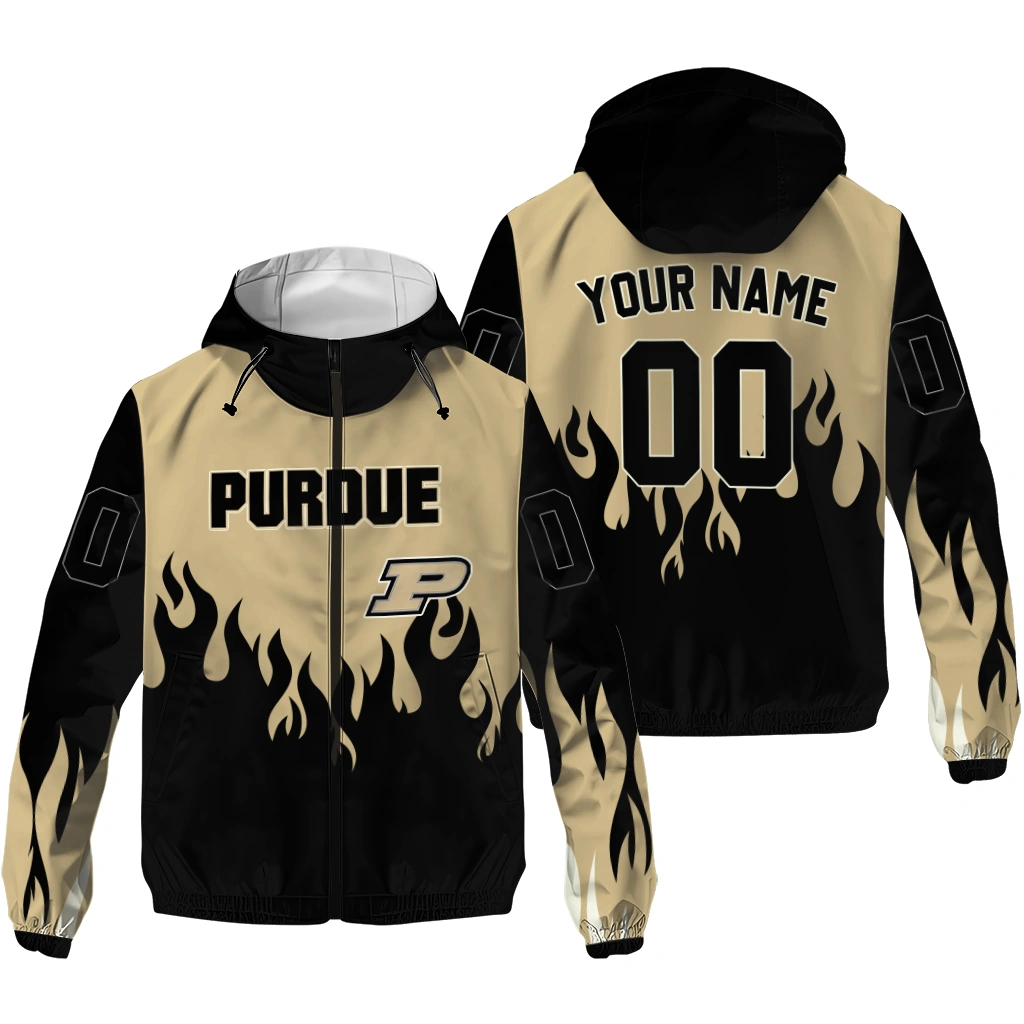 custom purdue boilermakers flame trim gold black windbreaker jacket high quality custom purdue boilermakers flame trim gold black windbreaker jacket high quality