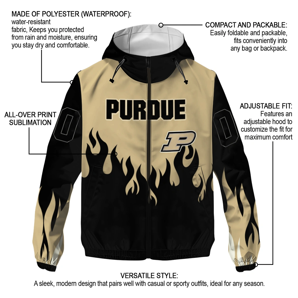 custom purdue boilermakers flame trim gold black windbreaker jacket new arrival custom purdue boilermakers flame trim gold black windbreaker jacket new arrival