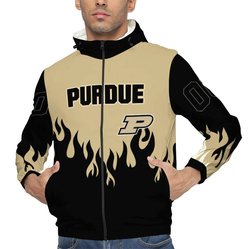 custom purdue boilermakers flame trim gold black windbreaker jacket top rated custom purdue boilermakers flame trim gold black windbreaker jacket top rated