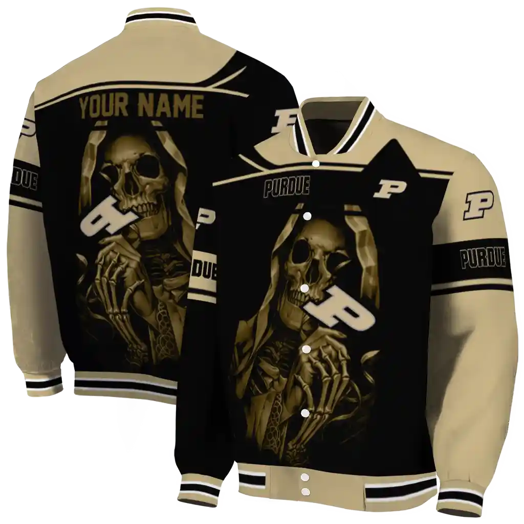 custom purdue boilermakers reaper hands gold black varsity jacket fashion forward custom purdue boilermakers reaper hands gold black varsity jacket fashion forward