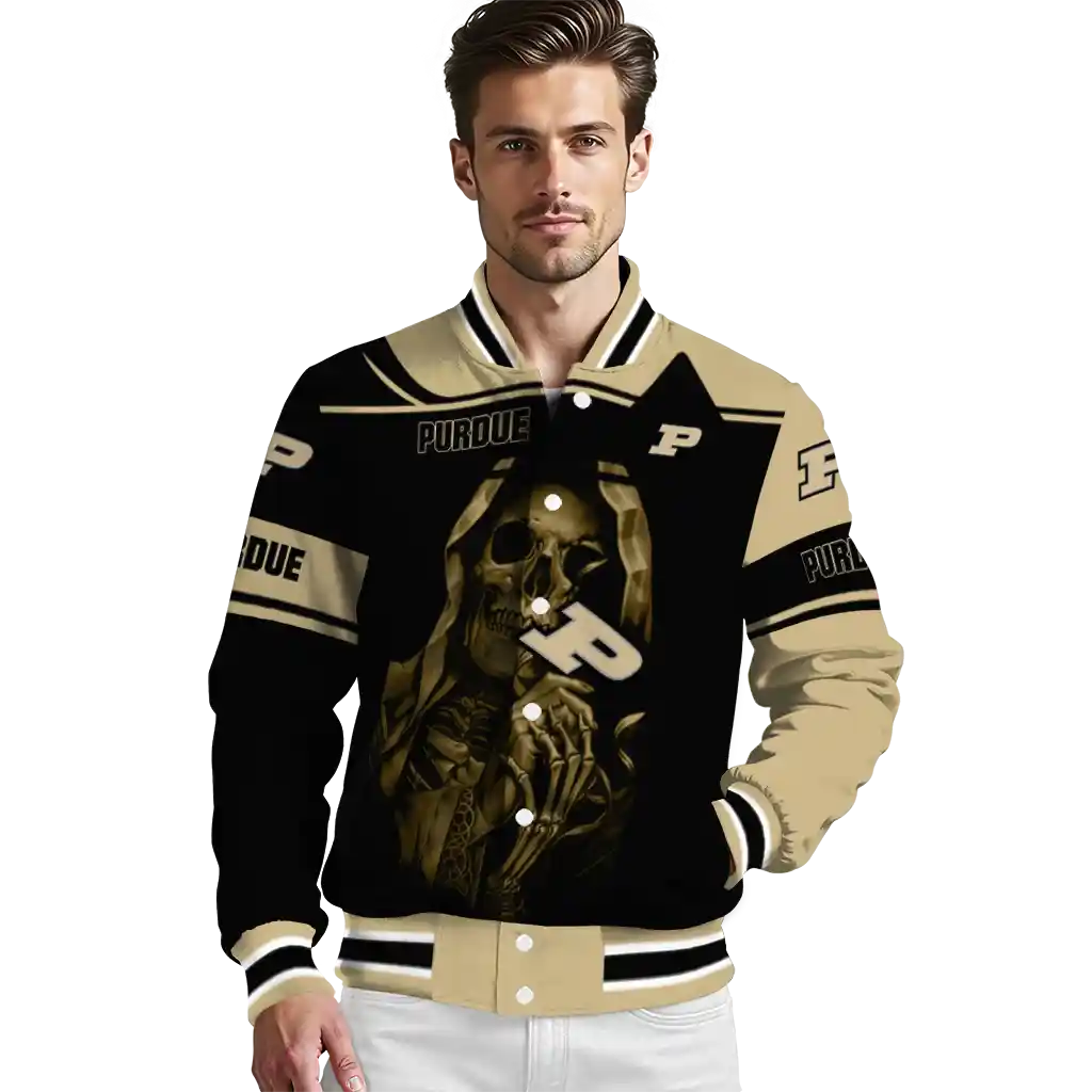 custom purdue boilermakers reaper hands gold black varsity jacket high quality custom purdue boilermakers reaper hands gold black varsity jacket high quality