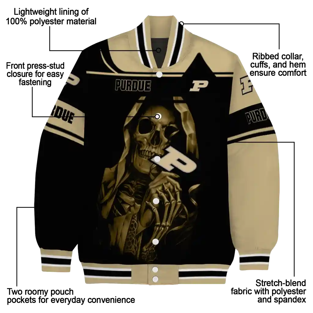 custom purdue boilermakers reaper hands gold black varsity jacket new arrival custom purdue boilermakers reaper hands gold black varsity jacket new arrival