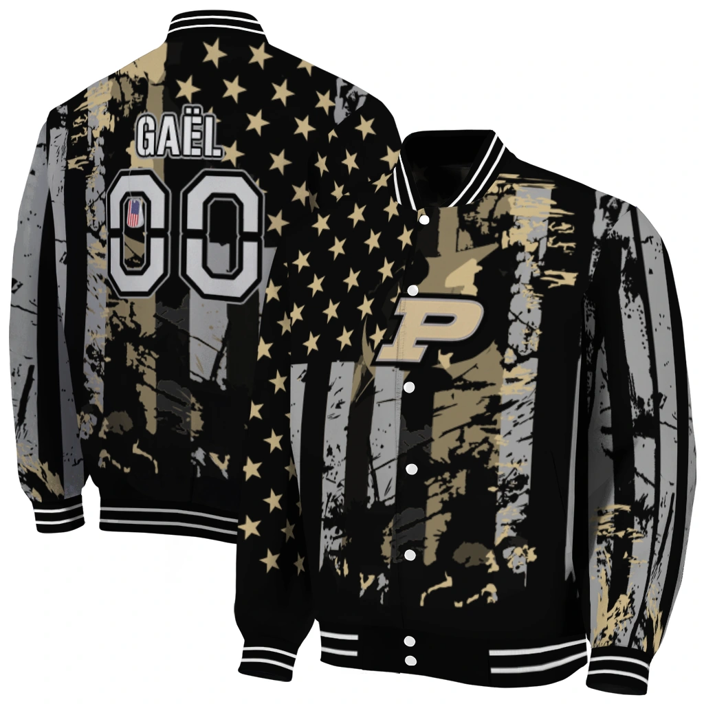 custom purdue boilermakers star stripes gold black varsity jacket fashion forward custom purdue boilermakers star stripes gold black varsity jacket fashion forward
