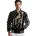 custom purdue boilermakers star stripes gold black varsity jacket best selling
