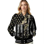 custom purdue boilermakers star stripes gold black varsity jacket best selling