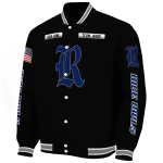custom rice owls american flag skull black varsity jacket best selling