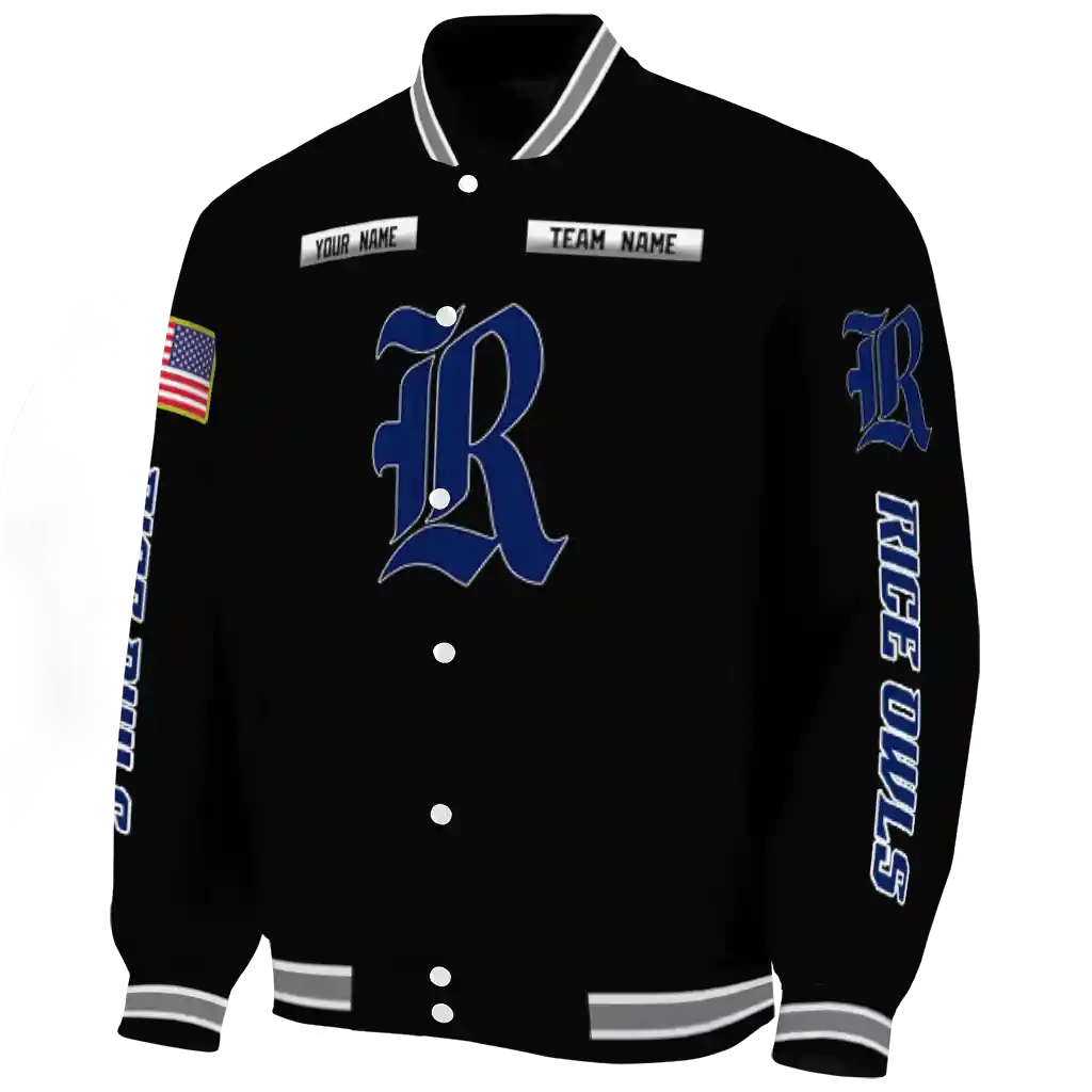 custom rice owls american flag skull black varsity jacket best selling custom rice owls american flag skull black varsity jacket best selling