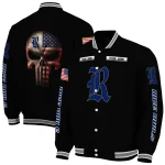 custom rice owls american flag skull black varsity jacket best selling
