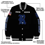 custom rice owls american flag skull black varsity jacket best selling