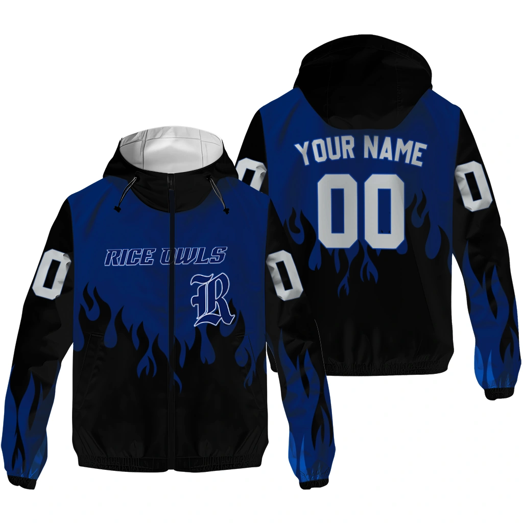 custom rice owls flame trim navy blue black windbreaker jacket high quality custom rice owls flame trim navy blue black windbreaker jacket high quality