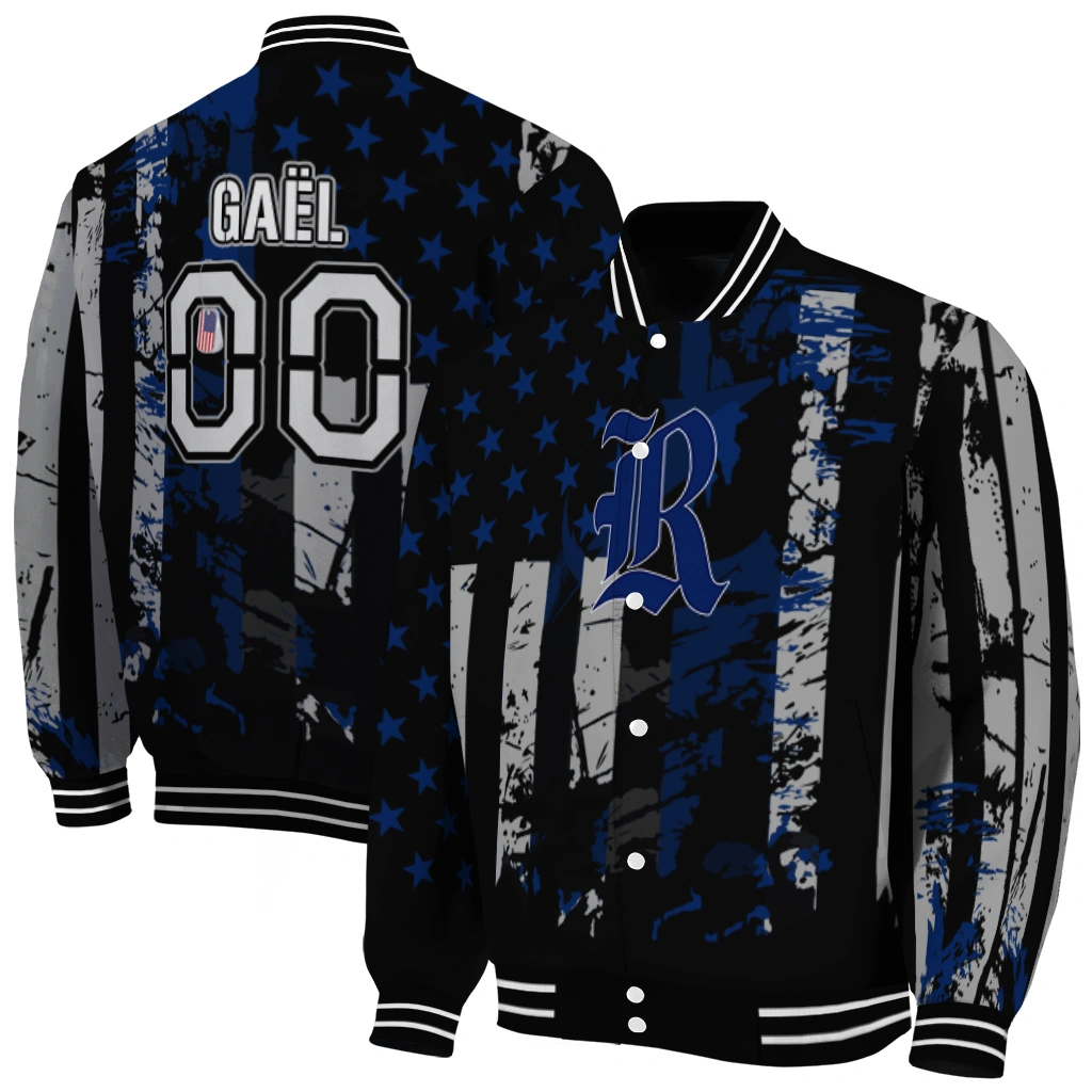 custom rice owls star stripes navy blue black varsity jacket fashion forward custom rice owls star stripes navy blue black varsity jacket fashion forward