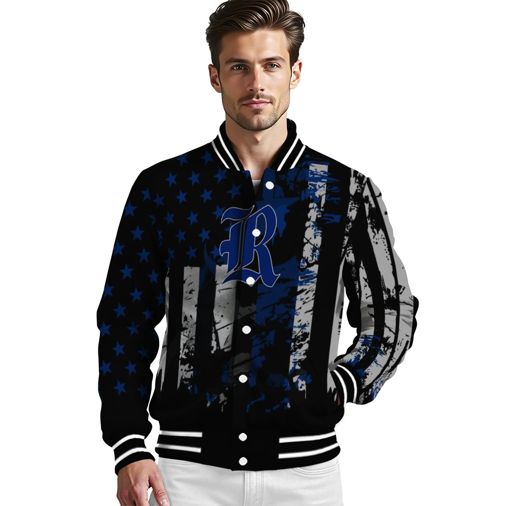 custom rice owls star stripes navy blue black varsity jacket high quality custom rice owls star stripes navy blue black varsity jacket high quality