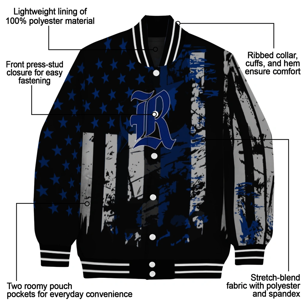 custom rice owls star stripes navy blue black varsity jacket new arrival custom rice owls star stripes navy blue black varsity jacket new arrival
