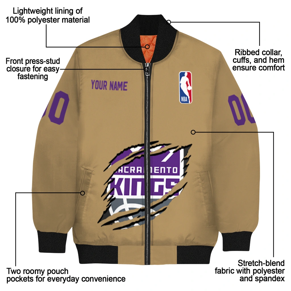 custom sacramento kings claw opening beige bomber jacket new arrival custom sacramento kings claw opening beige bomber jacket new arrival