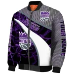 custom sacramento kings electric flash purple bomber jacket best selling