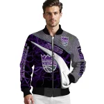custom sacramento kings electric flash purple bomber jacket best selling