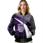 custom sacramento kings electric flash purple bomber jacket best selling