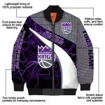 custom sacramento kings electric flash purple bomber jacket best selling