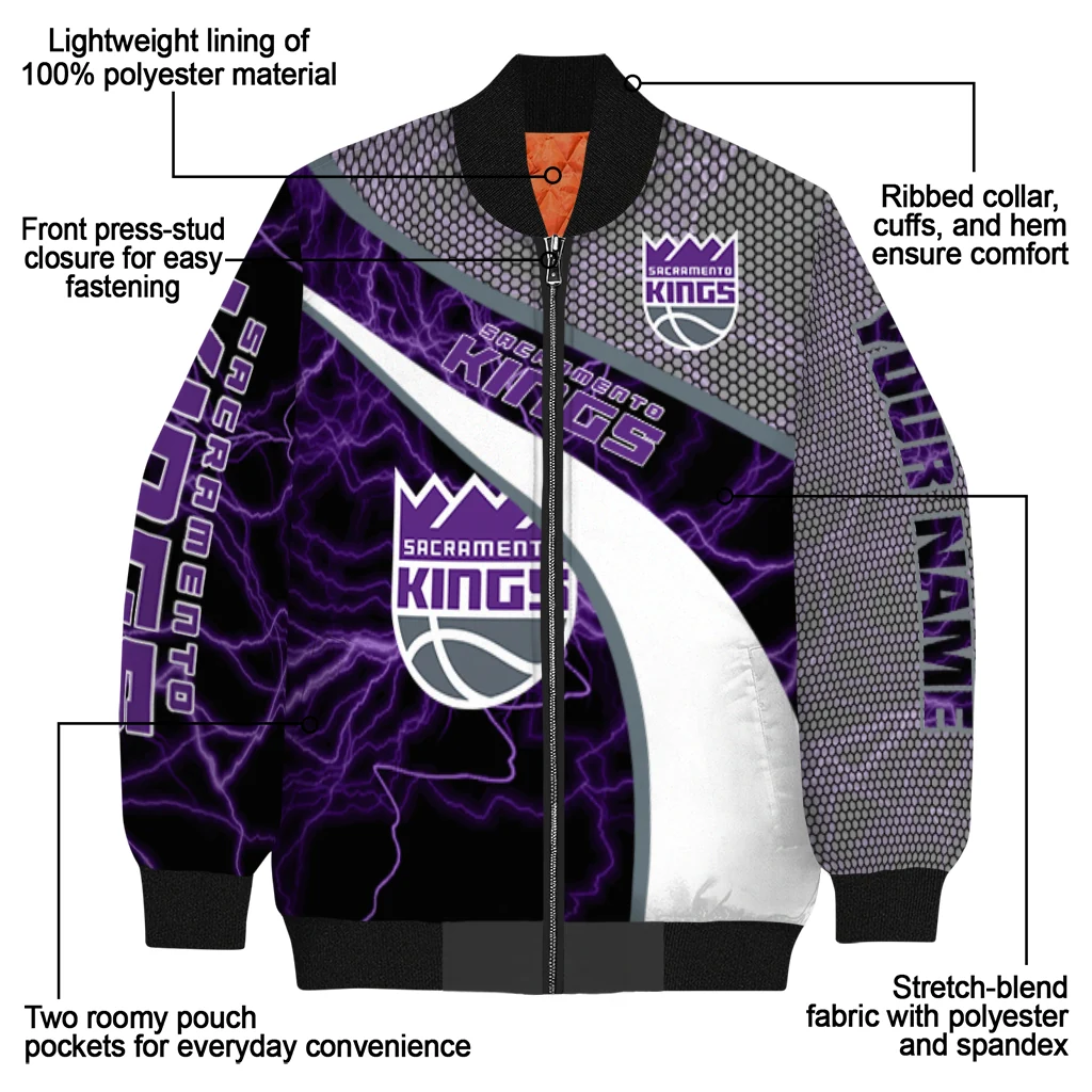 custom sacramento kings electric flash purple bomber jacket new arrival custom sacramento kings electric flash purple bomber jacket new arrival