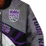 custom sacramento kings electric flash purple bomber jacket best selling