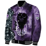 custom sacramento kings skull cluster purple varsity jacket best selling